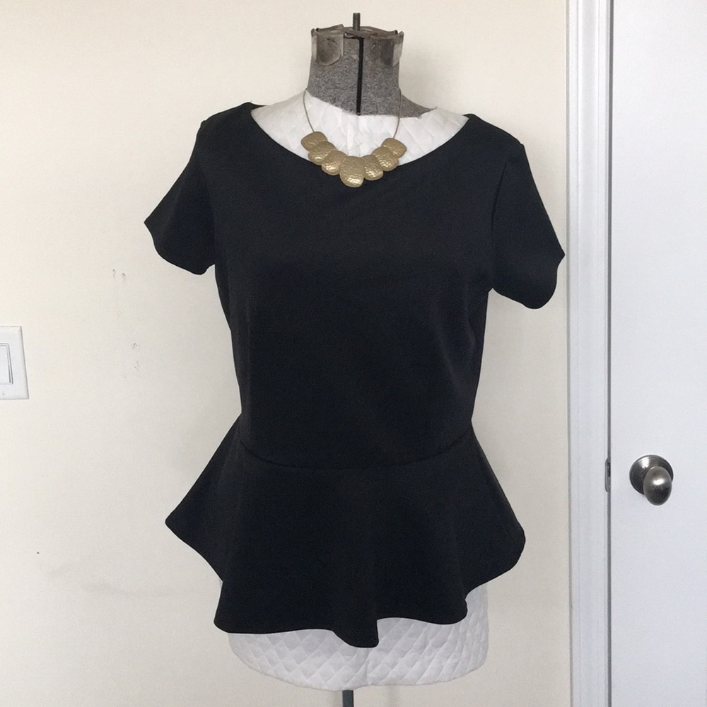 Bisou Bisou Black Women’s Peplum Top, Size L